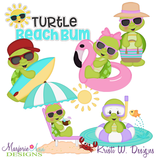 Turtle Beach Bum SVG Cutting Files Includes Clipart - Click Image to Close